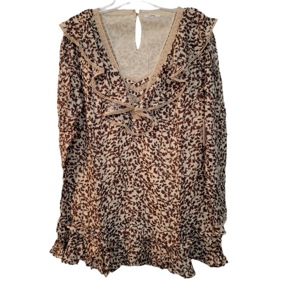 Tularosa Alicia Mini Dress Priya Camel Floral Size M - Picture 4 of 12